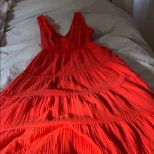 This is a long gorgeous red dress